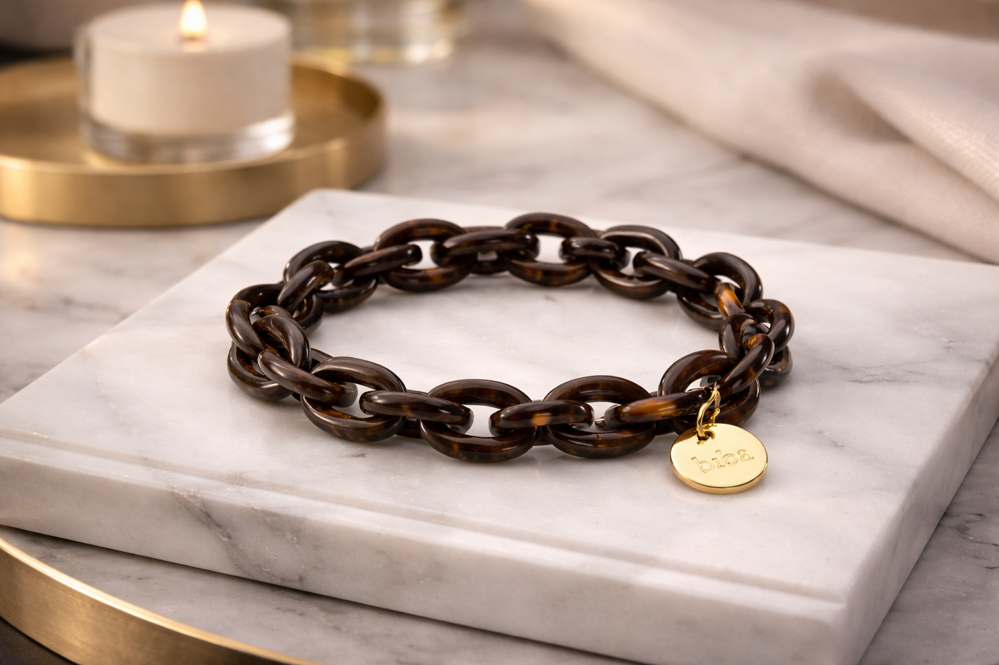 Armband Gliederarmband Hellblau Braun Beige Acryl Nickelfrei Biba