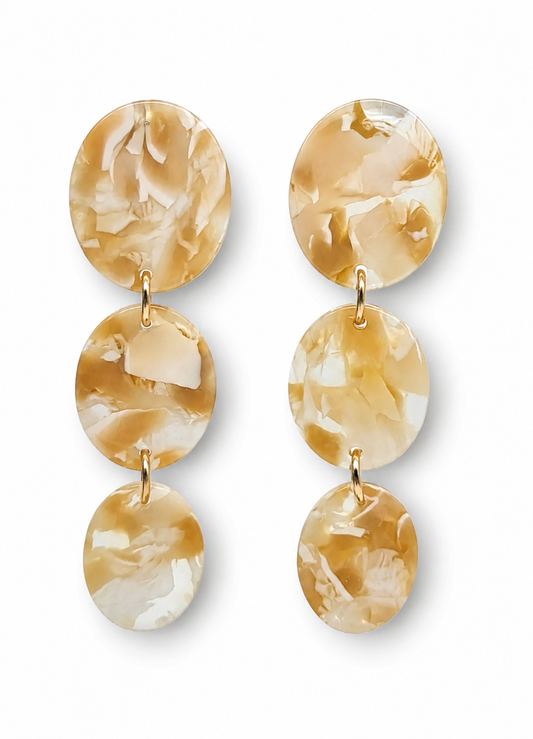 Ohrringe Ohrhänger Beige melierte Kreise Acryl Modeschmuck Nickelfrei Sweet7