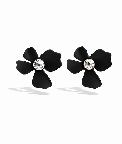 Ohrstecker Ohrringe nickelfrei Schwarz Türkis Strass Blumen filigran Yehwang