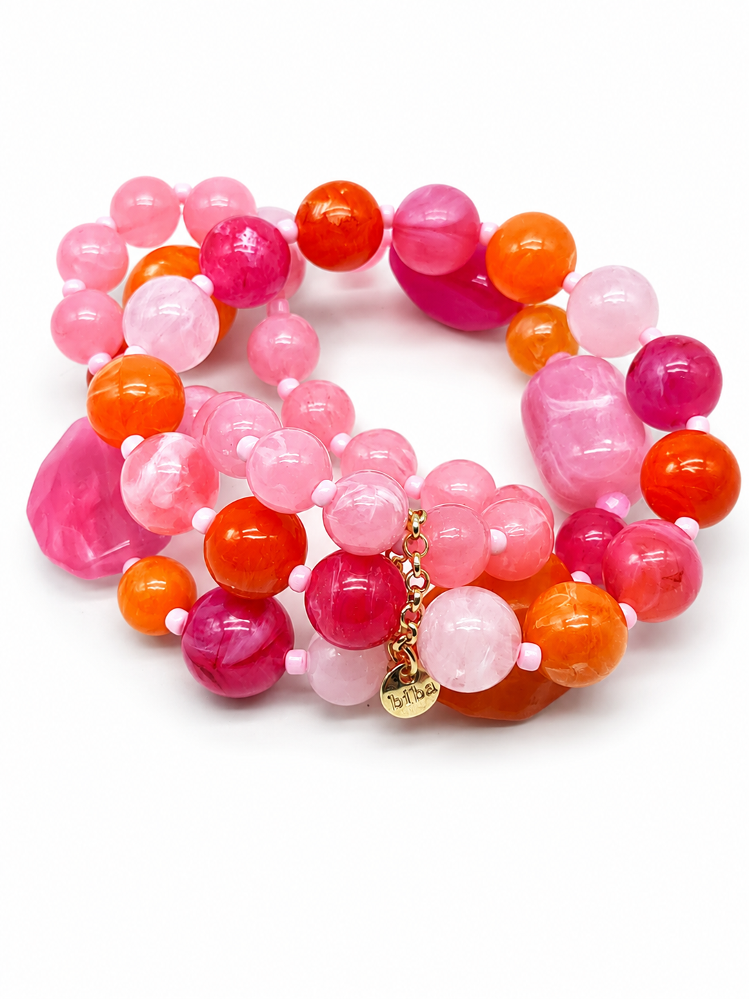 Armband Dreifache Kette Orange Pink Rosa Biba Sommer Happy Party