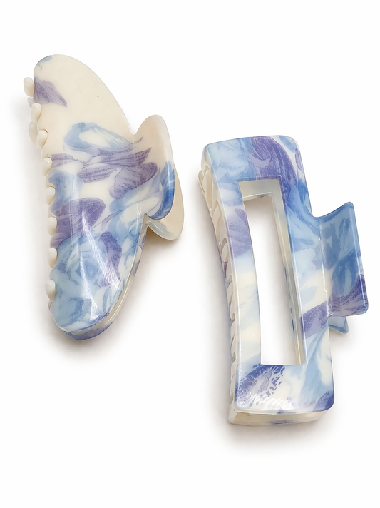 Haarklammer Haarspange Haarschmuck creme Jeansblau oval rechteckig Yehwang