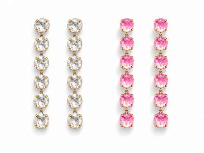 Biba Ohrhänger Strass-Kaskade Transparent Rosa Elegant Klassisch