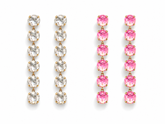 Biba Ohrhänger Strass-Kaskade Transparent Rosa Elegant Klassisch