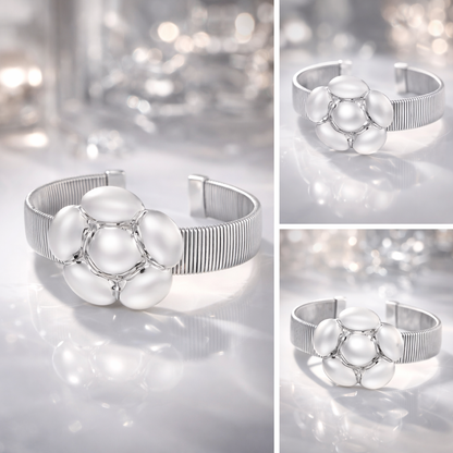 Armband Armreif Statement-Blumenarmreif Blume Silberfarben Nickelfrei Yehwang