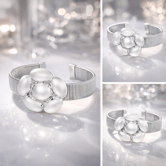 Armband Armreif Statement-Blumenarmreif Blume Silberfarben Nickelfrei Yehwang