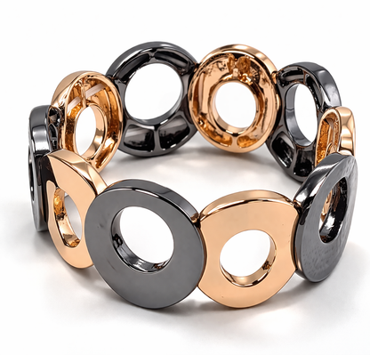 Armband elastisches Zweifarbig Satiniert Glänzend Gun Metal Amorino