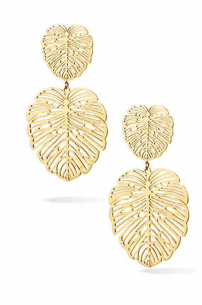 Ohrringe Blatt Blatt Silberfarben Edelstahl nickelfrei Tropen Blatt Yehwang