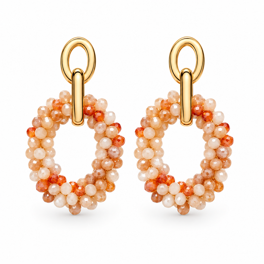 Ohrringe Ohrhänger mit Anhänger Beige und Orange Glasperlen Michelle Bijou