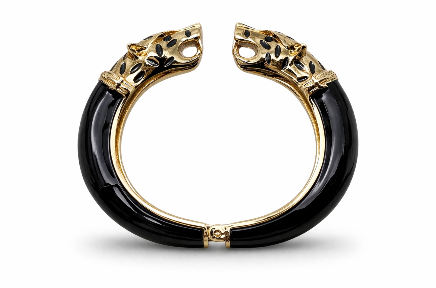 Armreif Klapp-Armband schwarz Goldfarben Katze Leopard Tier Luxus Ardoné