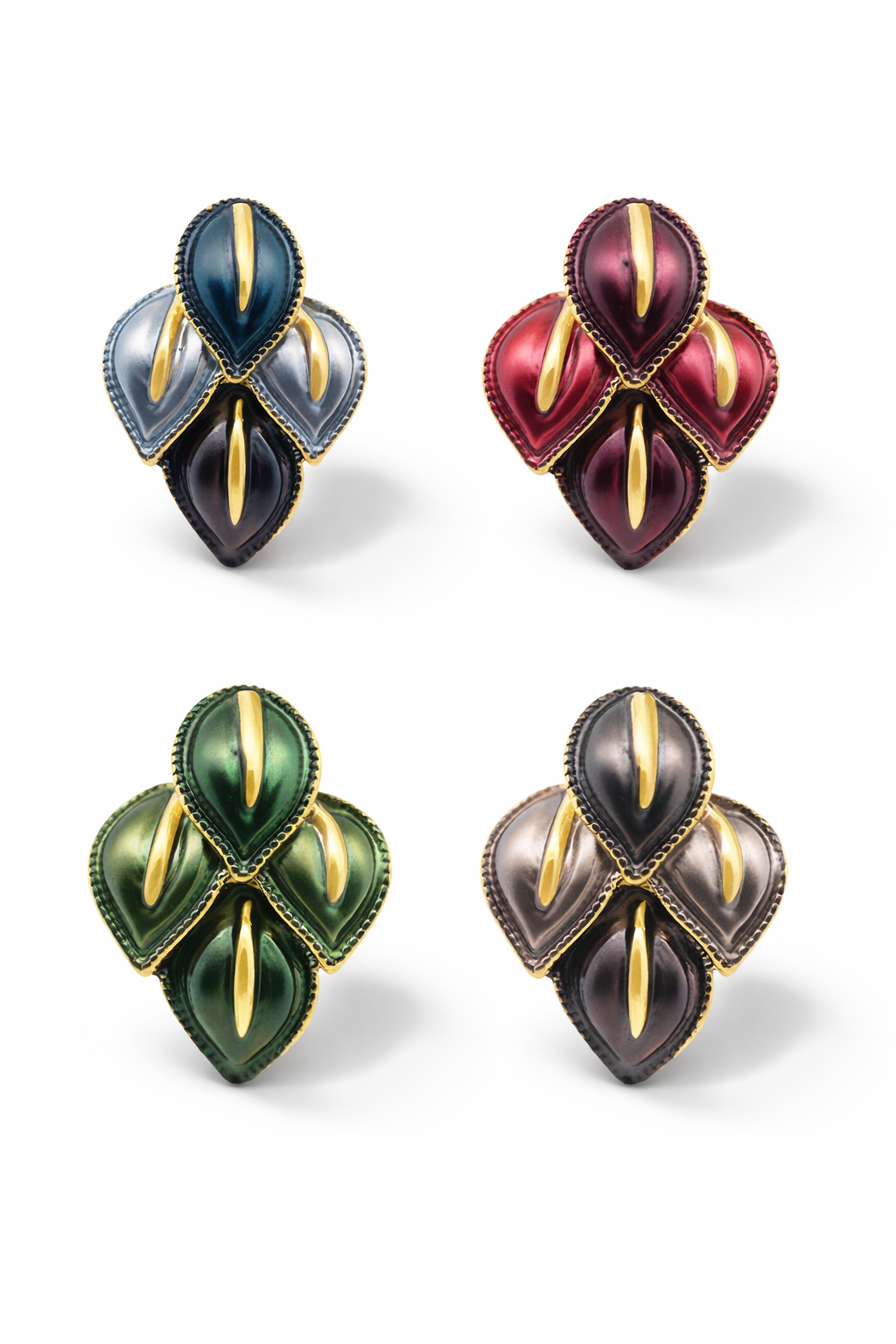 Ohrringe Emailliert vier Blättern nickelfrei Ohrstecker Natürlich Amorino