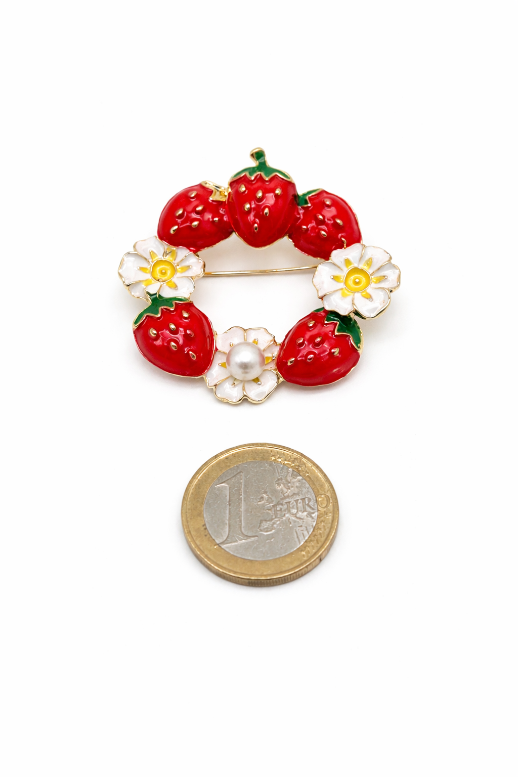 Brosche Erdbeerzeit Erdbeere Rot Obst Frühling Sommer Modeschmuck