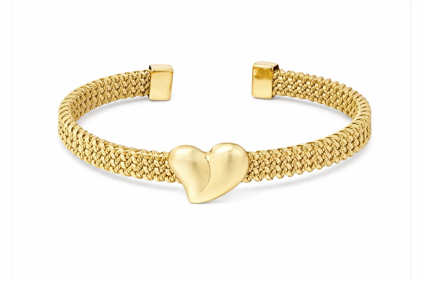 Armband Armreif "golden Love", geflochten  großes Herz Liebe Romantik Nickelfrei Yehwang