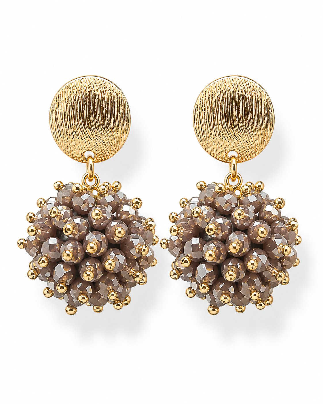 Ohrringe Ohrhänger in Beige hell- & dunkel Purple Crystal Beads Michelle Bijou