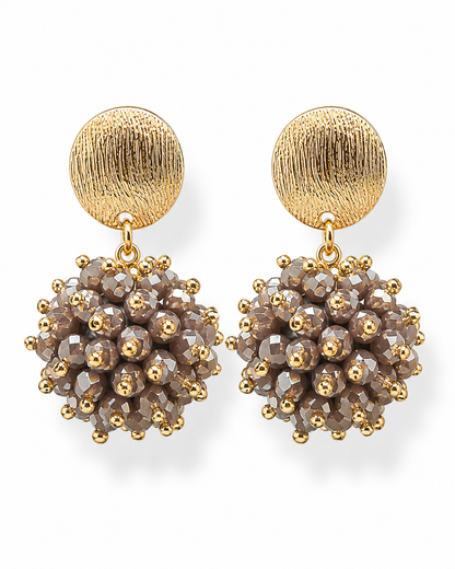 Ohrringe Ohrhänger in Beige hell- & dunkel Purple Crystal Beads Michelle Bijou