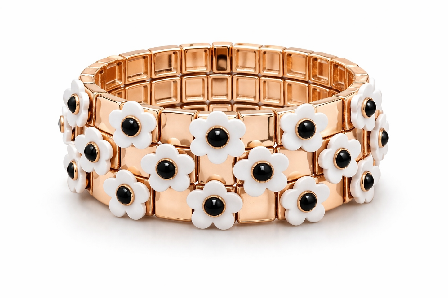 Armband Nickelfrei 3er set stretch elastisch schwarz daisy blumen froh glück geschenk Ardoné