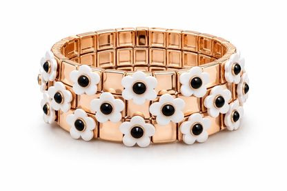 Armband Nickelfrei 3er set stretch elastisch schwarz daisy blumen froh glück geschenk Ardoné