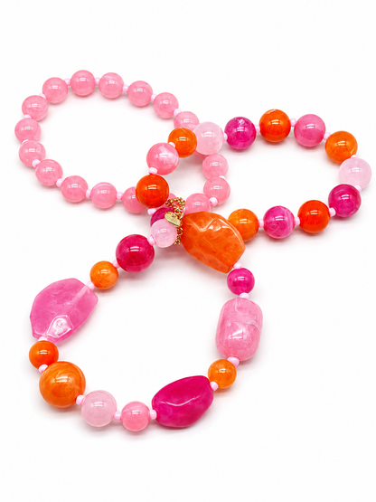 Armband Dreifache Kette Orange Pink Rosa Biba Sommer Happy Party