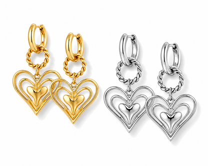 Ohrringe Ohrhänger Silber-Goldfarben nickelfrei liebe Romantik Sommer Yehwang