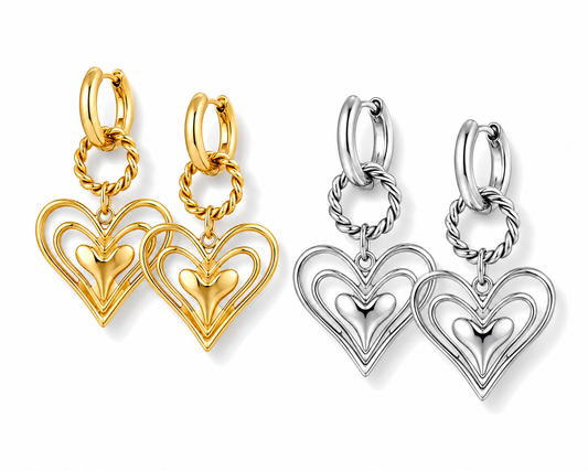 Ohrringe Ohrhänger Silber-Goldfarben nickelfrei liebe Romantik Sommer Yehwang