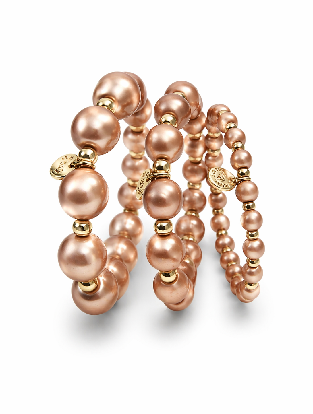 Armband elastisch Lachs-Rosa mit Goldfarben in 3 Größen Trend Sommer Biba
