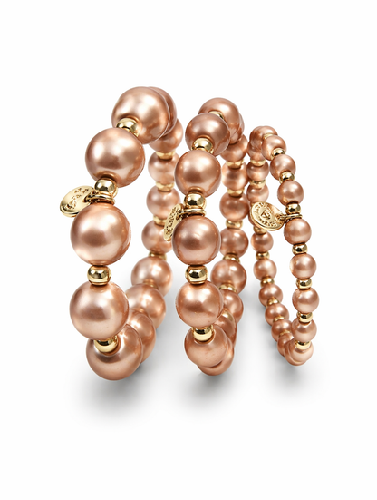 Armband elastisch Lachs-Rosa mit Goldfarben in 3 Größen Trend Sommer Biba