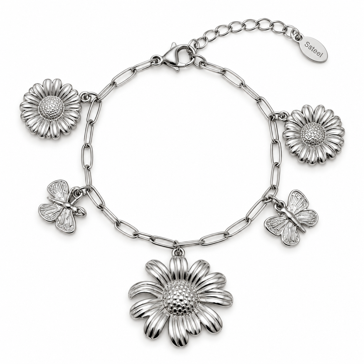 Armband Bettelarmband silber- Goldfarben Blumen Schmetterling Nickelfrei