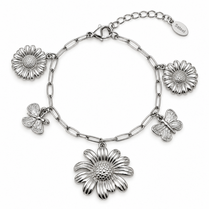 Armband Bettelarmband silber- Goldfarben Blumen Schmetterling Nickelfrei