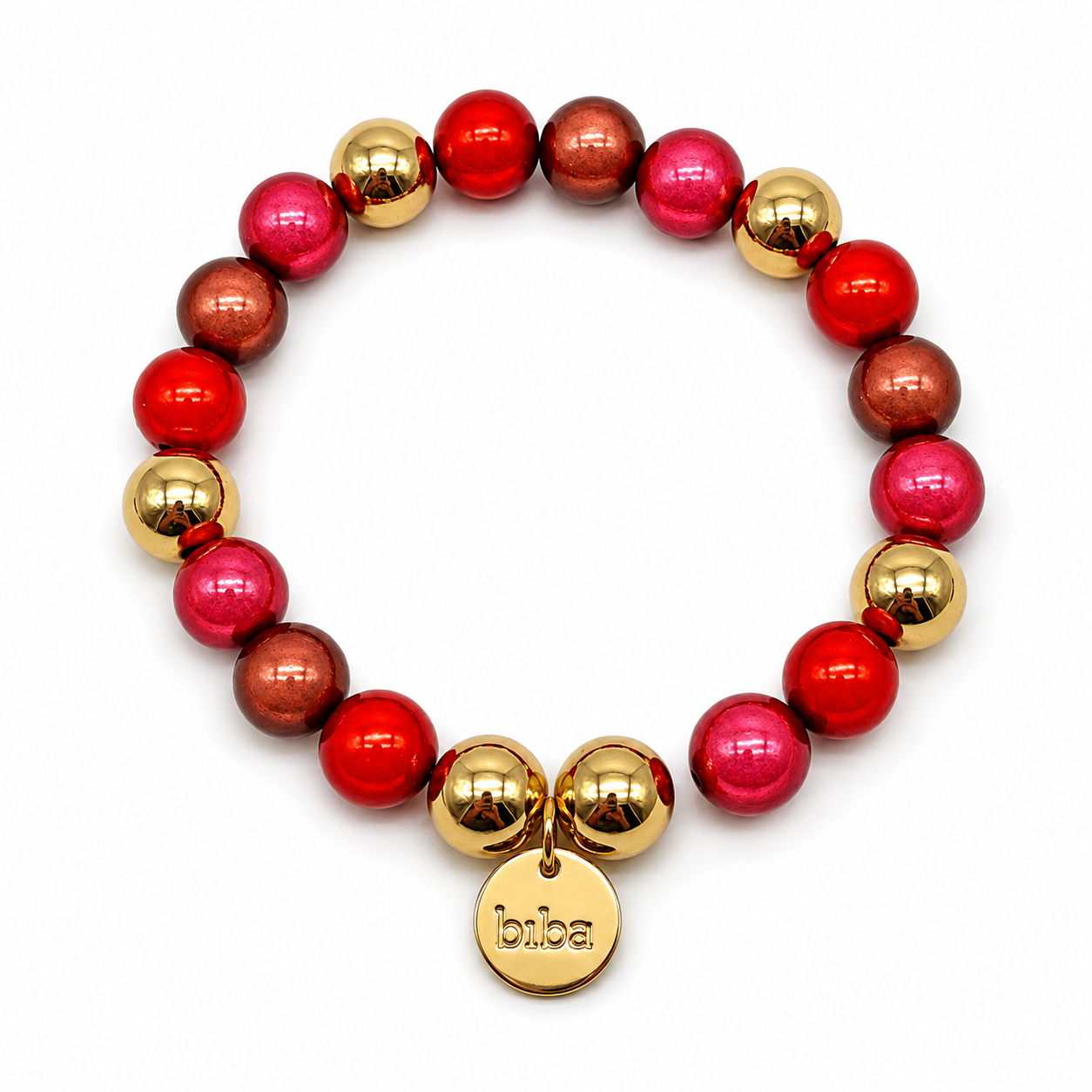 Armband elastisch space beads 20 cm Braun Grün Rot extra groß