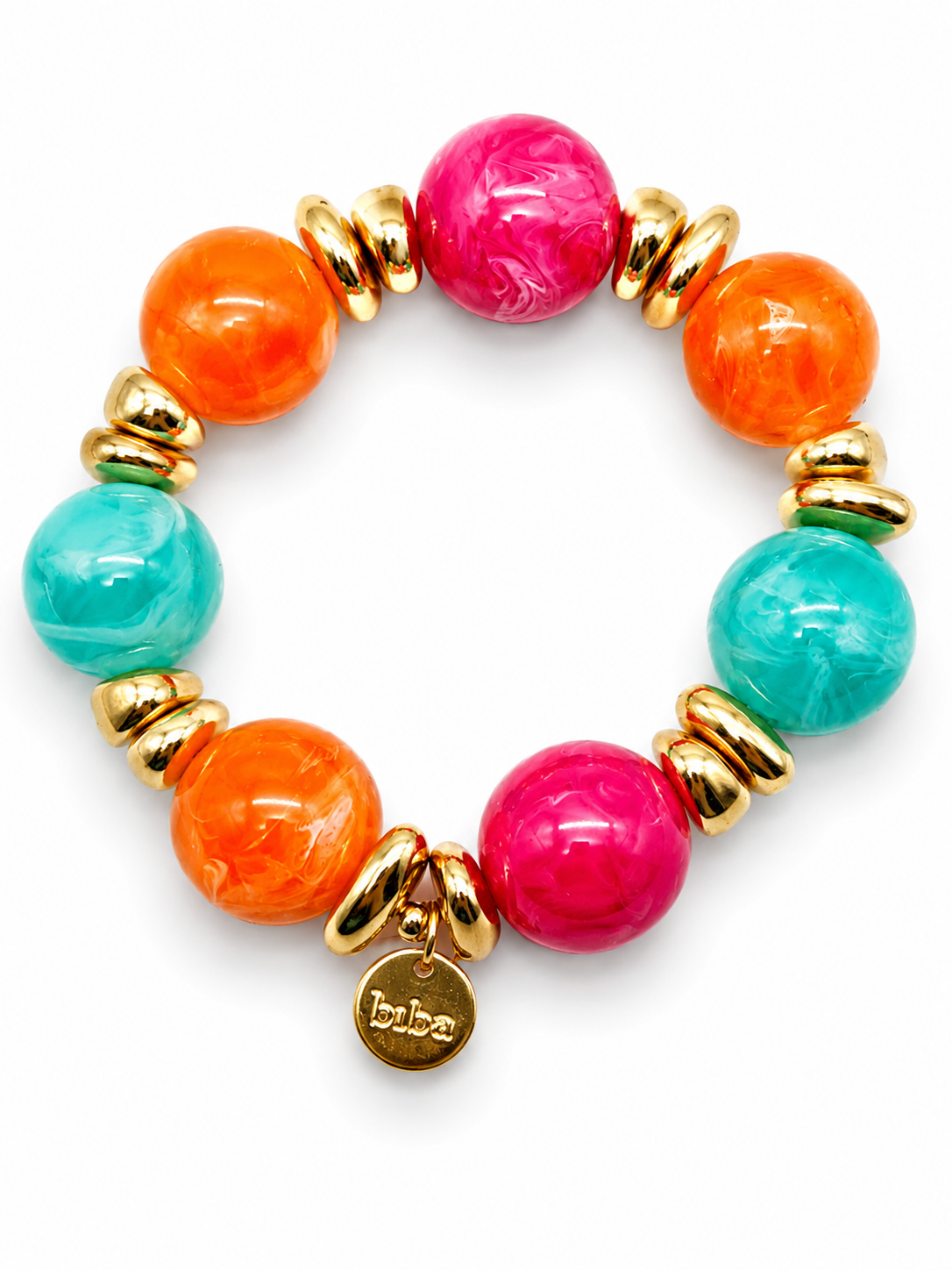 Armband Farben Treasures Space Beads elastisch Nickelfrei Biba Goldfarben