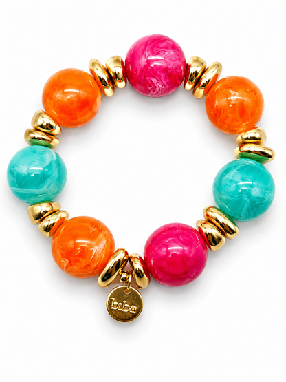 Armband Farben Treasures Space Beads elastisch Nickelfrei Biba Goldfarben