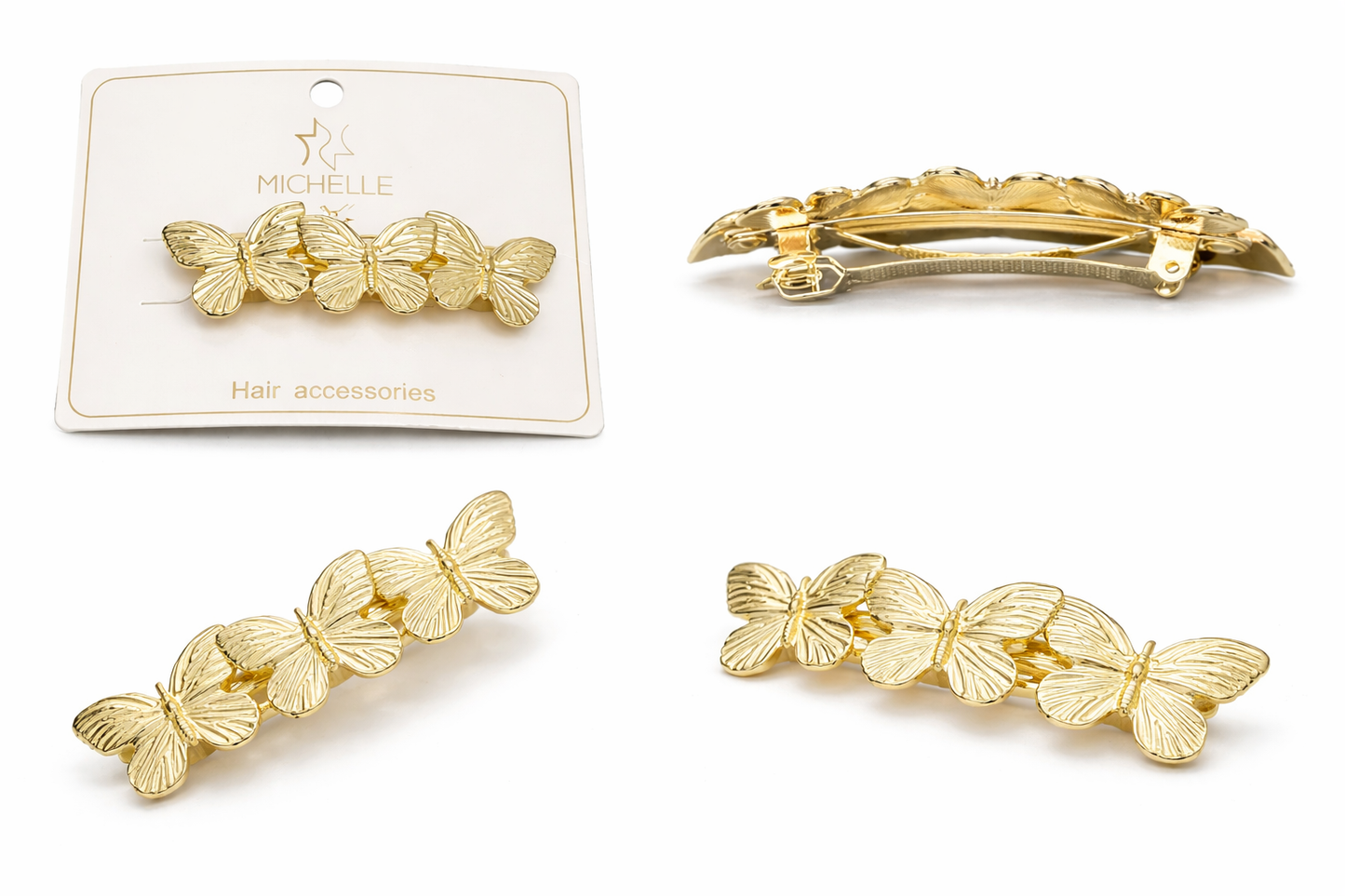 Haarspange Schmetterlinge Goldfarben Haarschmuck Michelle Bijou