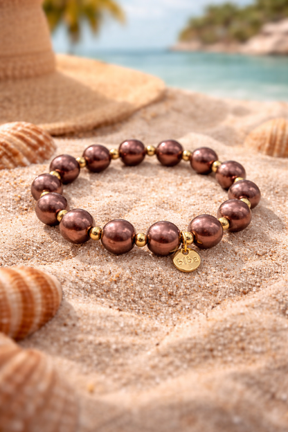 Armband elastisch Braun-Bronze Goldfarben in 3 Größen Trend Sommer Biba