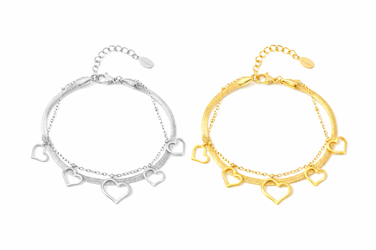 Armband Doppelarmband "Lots of Love" Gold- Silberfarben Nickelfrei Yehwang