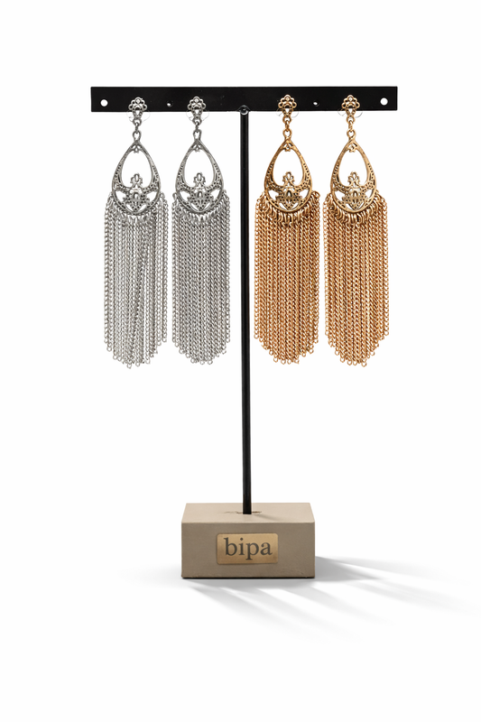 Biba Ohrhänger Ohrringe Metallregen Ornament Roségold- Silberfarben