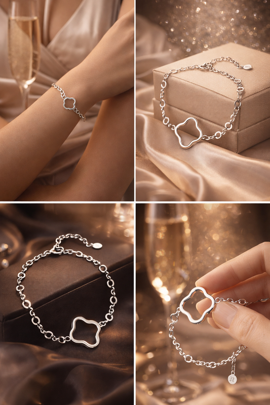 Armband Glücksarmband Kleeblatt Silberfarben Nickelfrei Yehwang