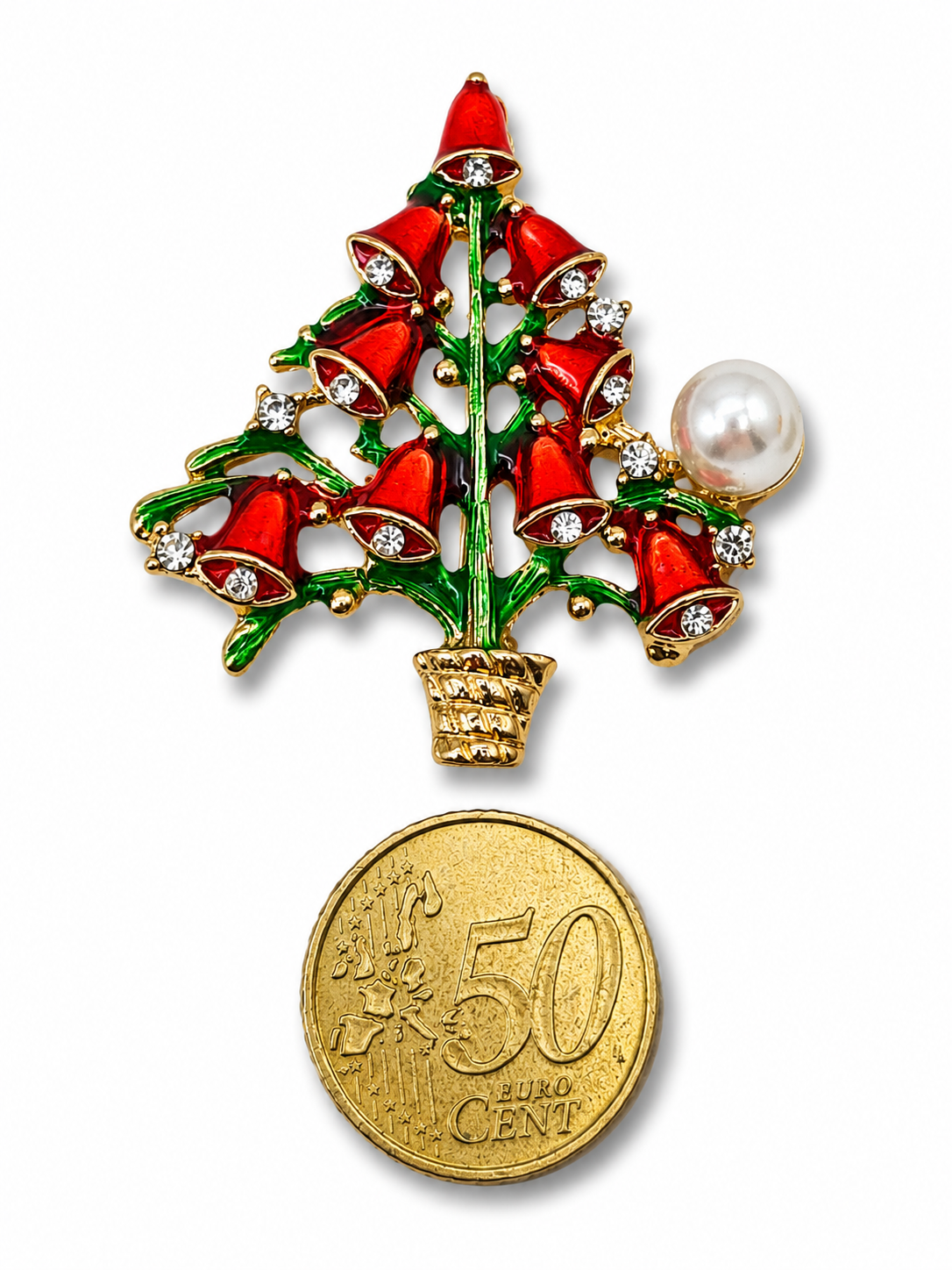 Broche Weihnachtsbaum Tanne Perlen Straß Christmas