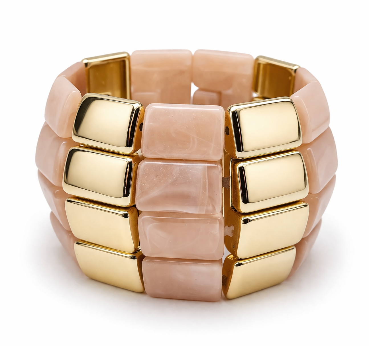 Armband Stretch Goldfarben Blassrosa Weiß Hellblau Hellgrün Beige Schwarz Nickelfrei