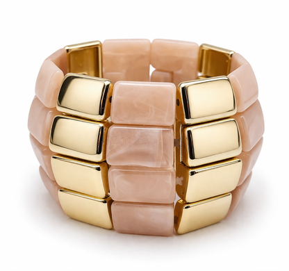 Armband Stretch Goldfarben Blassrosa Weiß Hellblau Hellgrün Beige Schwarz Nickelfrei