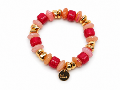 Armband elastisch Biba Sommer Resin Rosa Gold oder Pink Gold