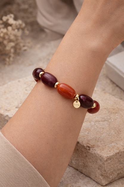 Armband Elastisches Big Resin Pearls Brombeere Kirsch Farben Biba