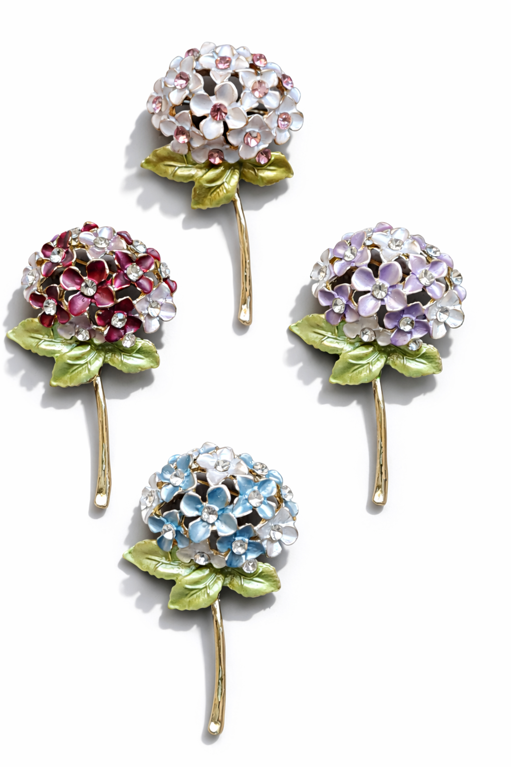 Brosche Hortensie Anstecknadel Lila Blau Rosa Weiß Garten Strauch