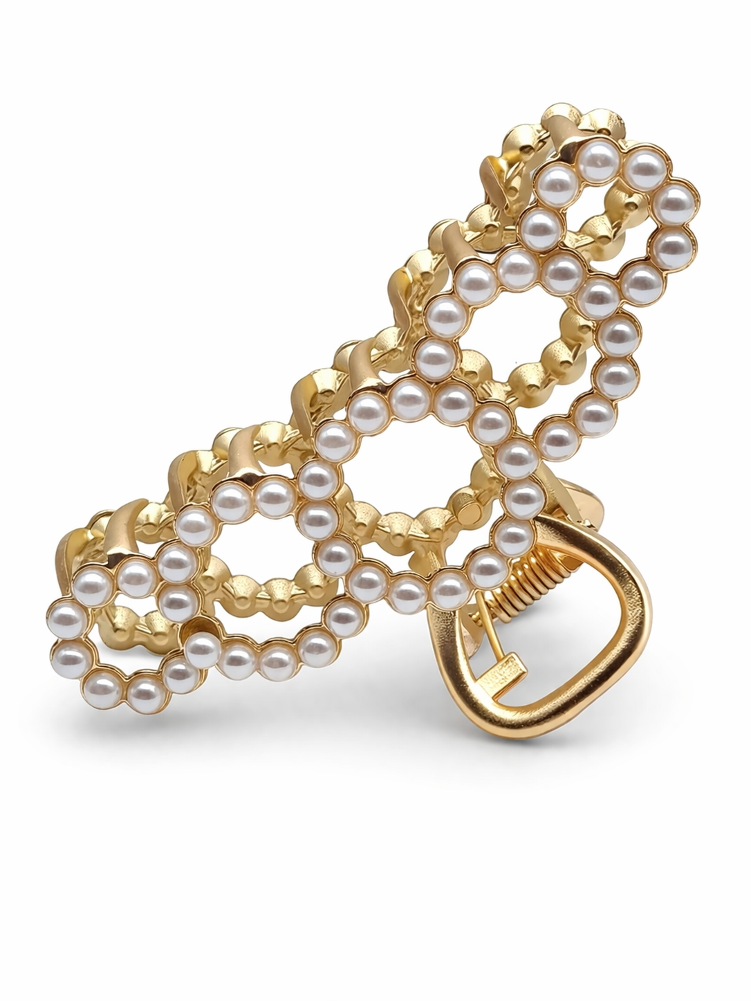 Haarklammer  Haarspange Haarschmuck Goldfarben "Perlenkreise" Sweet7