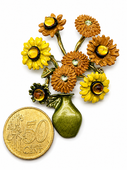 Brosche Blumen Lebensbaum Sonnenblumen Tulpen Biedemeier