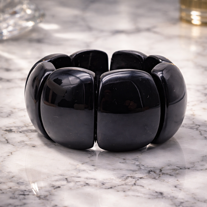 Armband Acryl Stretch Marmor Look Creme und Schwarz Nickelfrei trend 2026 Yehwang