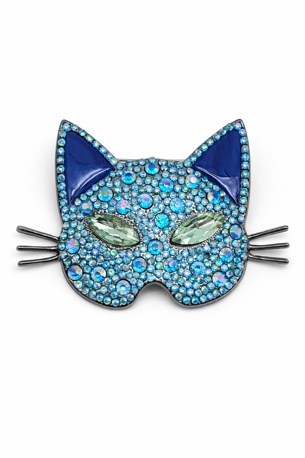 Brosche Katzen Katze Kitten Maske Blau Lilagrau Modeschmuck
