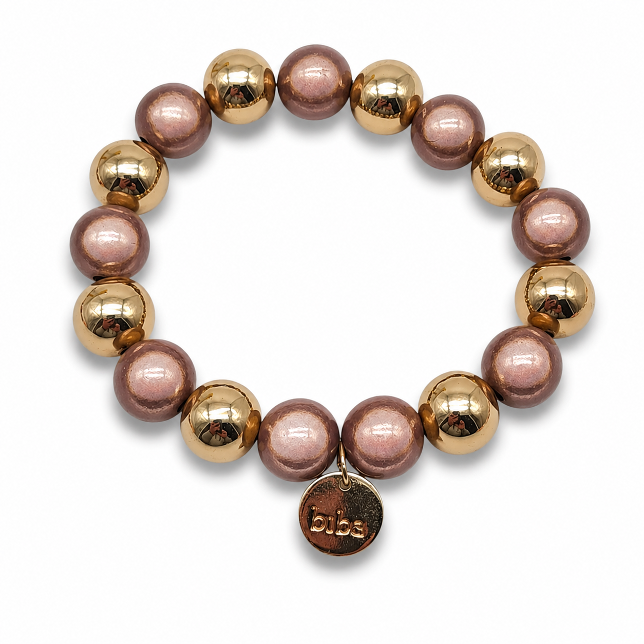 Armband elastisch verschiedene goldfarben Beige Pink Space Beads Farben Biba