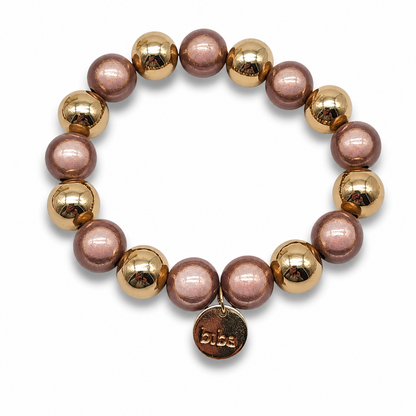 Armband elastisch verschiedene goldfarben Beige Pink Space Beads Farben Biba