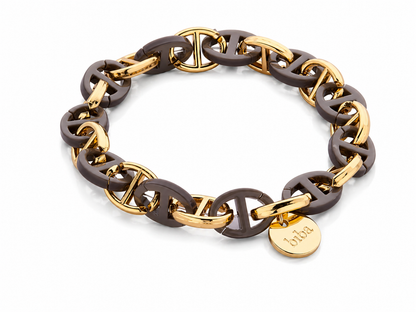 Armband Gliederarmband Goldfarben Graubraun Schwarz Acryl Nickelfrei Biba