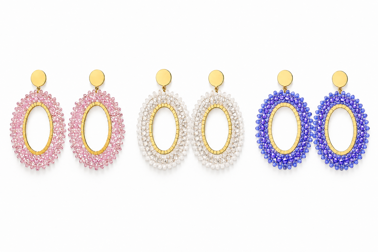 Ohrhänger Blush Oval Sommer Hellrosa Blau oder Weiß Statement Yehwang