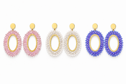 Ohrhänger Blush Oval Sommer Hellrosa Blau oder Weiß Statement Yehwang